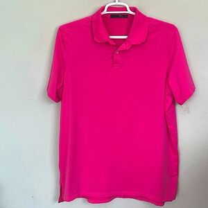 Ralph Laure RLX polo gold shirt pink size XL tennis tail performance polo EUC